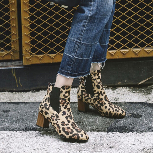 Women's Snow Boots Leopard-Printed Shoes Fashion